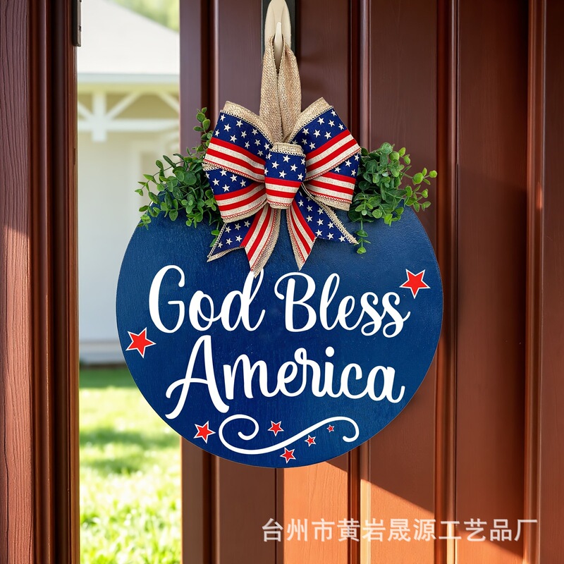 Cross-Border American Independence Day Wooden Welcome Sign, Farmhouse Wall Decoration, Fake Flower Wreath, Front Door Wooden Door Sign Cross-Border American Independence Day Wooden Welcome Sign, Farmhouse Wall Decoration, Fake Flower Wreath, Front Door Wooden Door Sign
