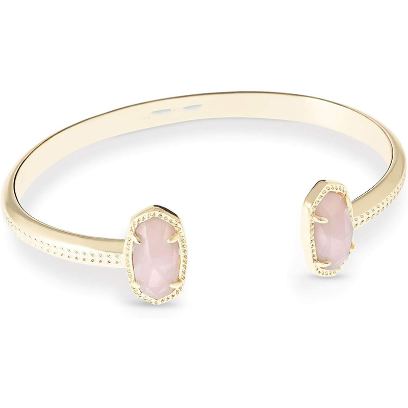 Amazon Cross-Border New Women's Cuff Bracelet Pink Stone Inlaid Bracelet Gift Fashion Simple Jewelry Amazon Cross-Border New Women's Cuff Bracelet Pink Stone Inlaid Bracelet Gift Fashion Simple Jewelry
