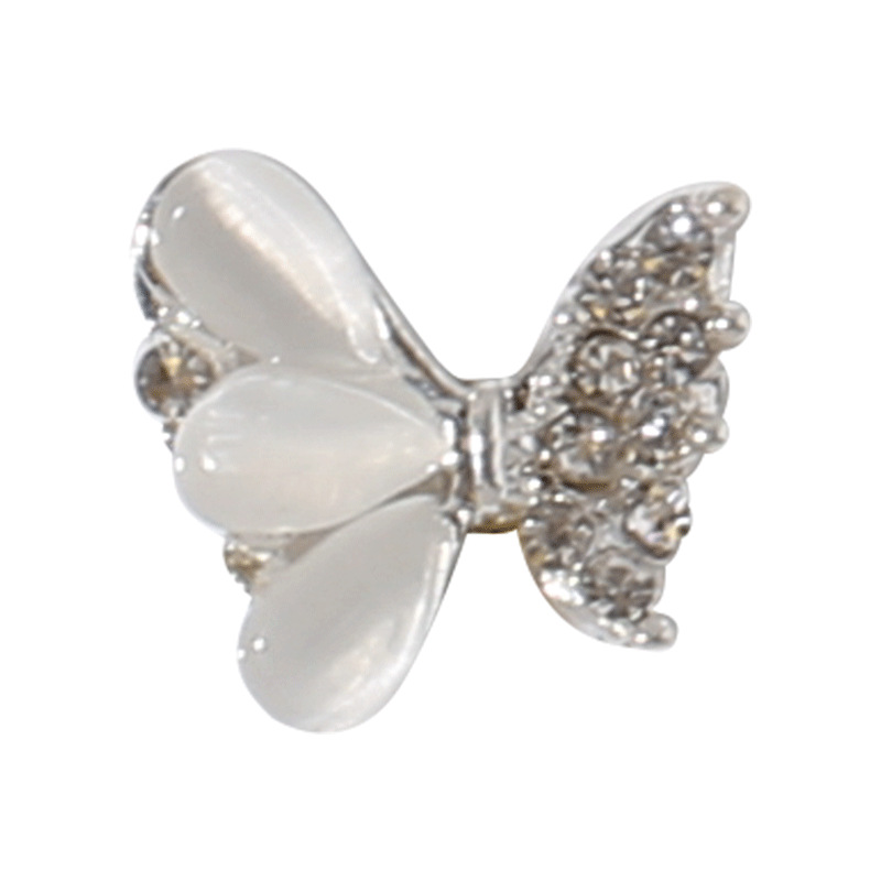 Transfronterizo nueva manicura mariposa plata metal aleación plana estilo japonés Internet celebridad rhinestone DIY accesorios joyería al por mayor