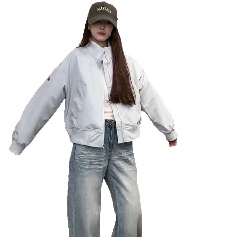 美式复古小个子短款棒球服外套女学生韩版宽松秋季新款夹克上衣潮|undefined