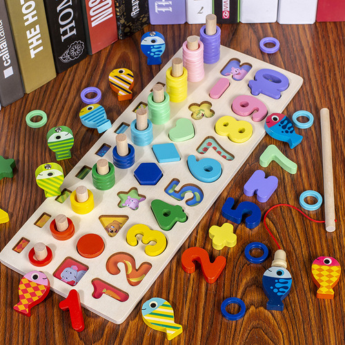 Children's magnetic fishing toys educational intelligence development digital assembly building blocks enlightenment early education 1-2-3 year old boys and girls