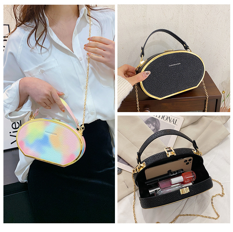 Fashion Colorful Hand Holding Crossbody Chain Small Round Bag Women display picture 3