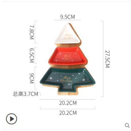 Plato de cerámica con forma de árbol de Navidad escandinavo para frutos secos, plato para refrigerios, vajilla creativa de estilo navideño, bandeja giratoria de madera.