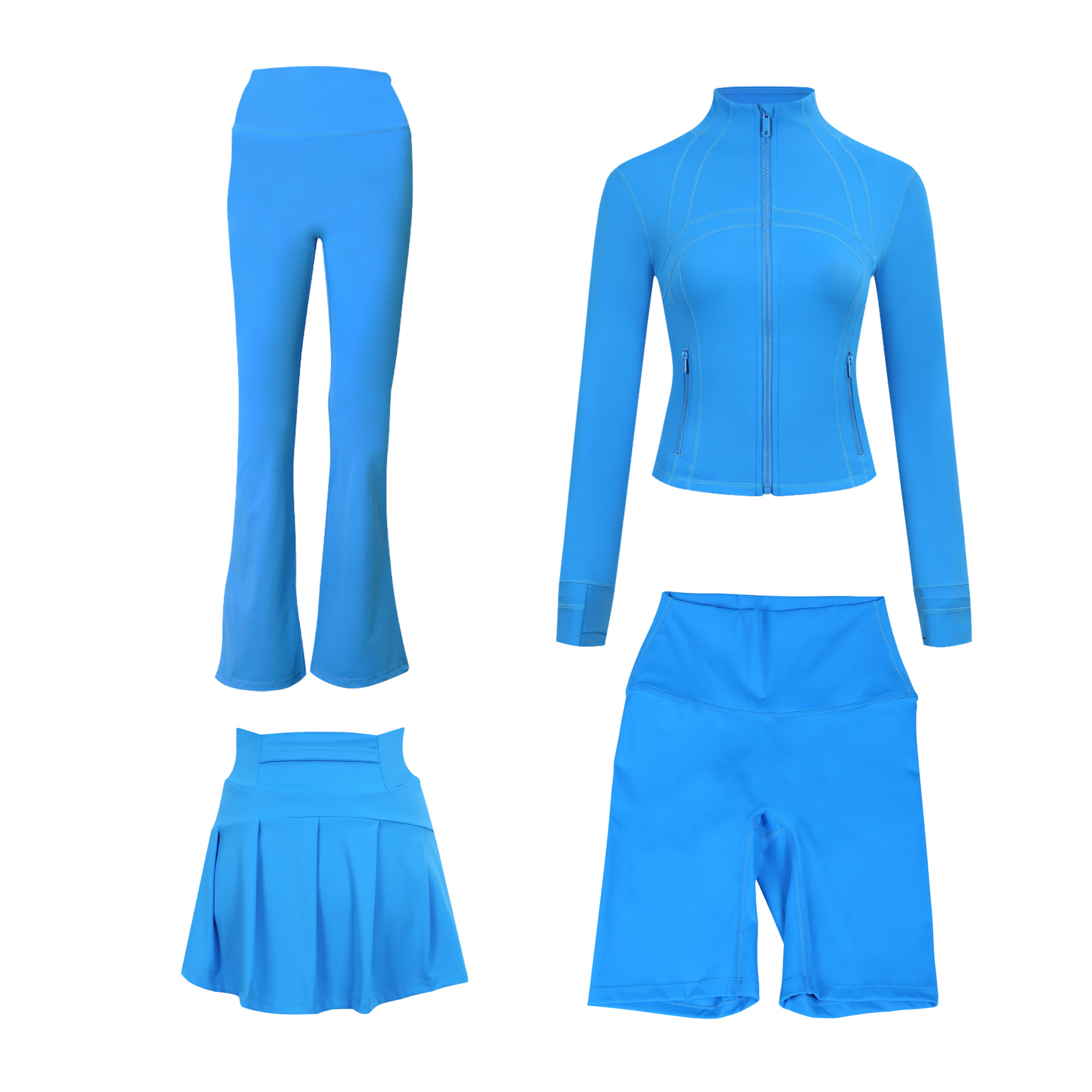 Women's Slim Fit Elastic Active Set With Jacket And Skirt_voghion.com