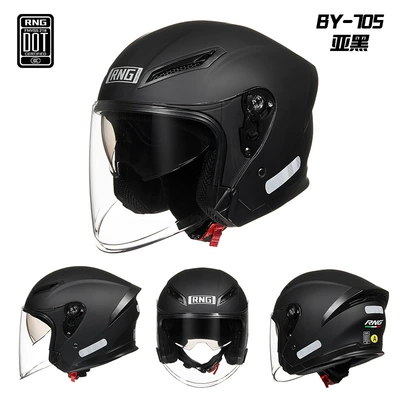 Rng New 3C Certified Motorcycle Helmet with Dual Visors for Riding, Half Helmet for Electric Scooters, Safe for Men and Women (Motosiklet kaskı (dəbilqə)) - yahei