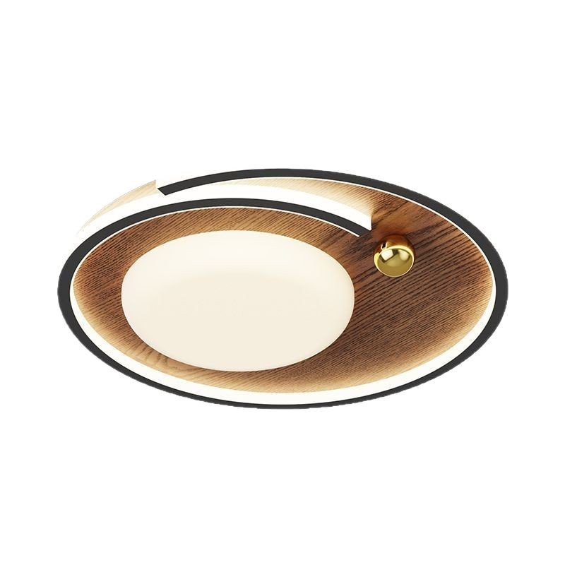Lámpara de techo de dormitorio Lámpara redonda creativa de estilo antiguo, vetas de madera de nogal, protección ocular de alta calidad, lámpara de habitación del dormitorio principal