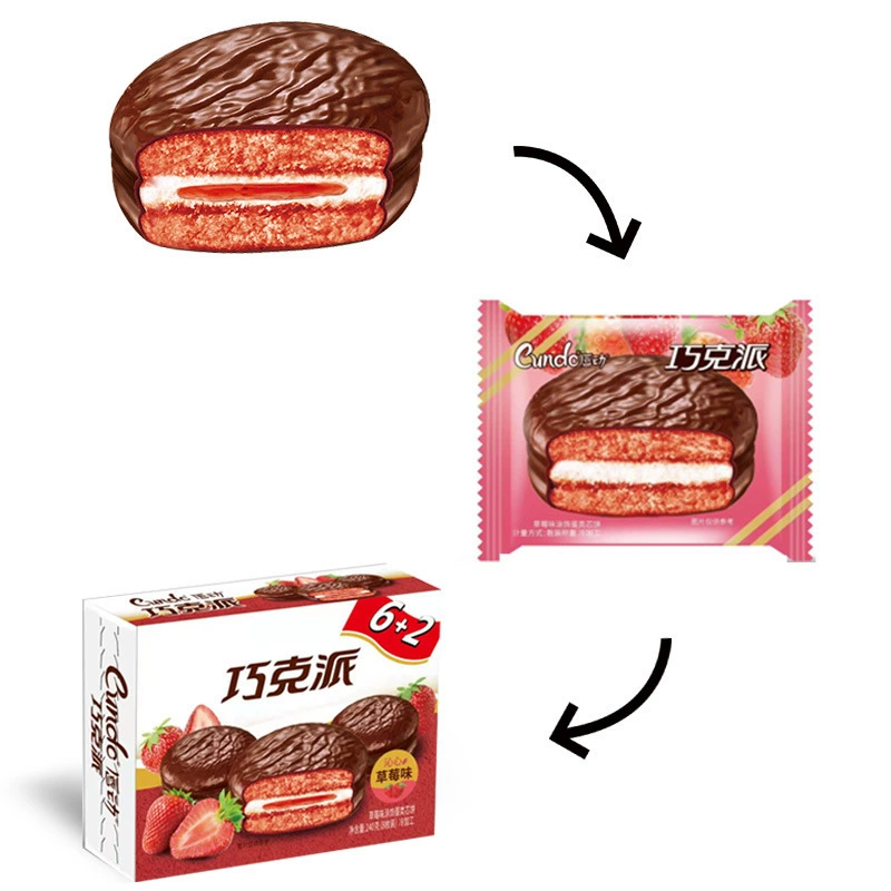 Lip Pie chocolate pie strawberry flavored pastry sandwich bread 8 pieces 240g late-night snack breakfast snack cake