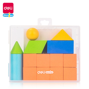Deli Wooden Geometry Set Assists in Teaching Children and Babies Three-Dimensional Graphics