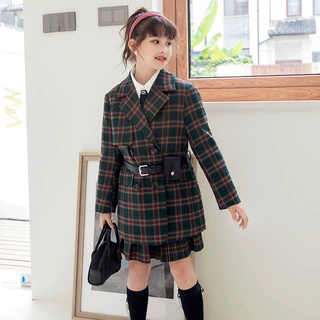 女童风衣西服套装2026春秋装新款儿童洋气春秋小女孩西装两件套