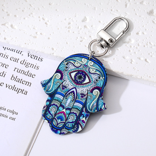 Retro ethnic tribal style keychain, plate devil eye pendant, painted ornaments, exclusively for cross-border supply