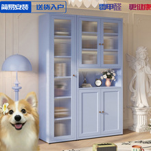 钢制家用书柜客厅书房防尘书架手办柜鞋柜玻璃门收纳柜整墙展示柜