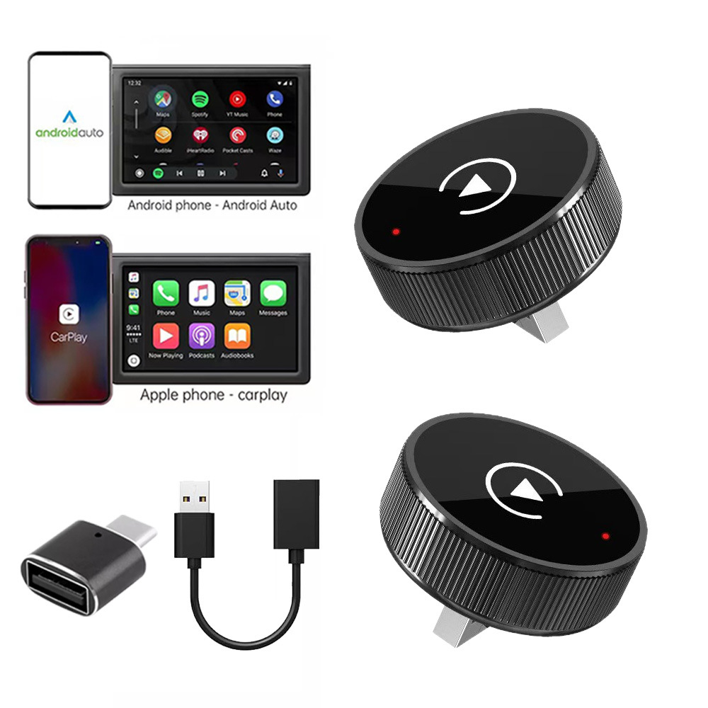 New Wireless Carplay Box Android Auto 2-in-1 Car-Mounted Wired to Wireless Adapter Cross-Border Hot Seller