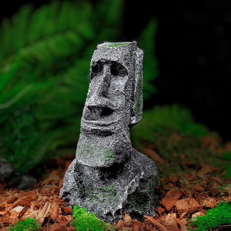 Paisajismo artesanía acuario paisajismo decoración estatua de piedra resina antiguo retrato romano crawler decoración Isla de Pascua