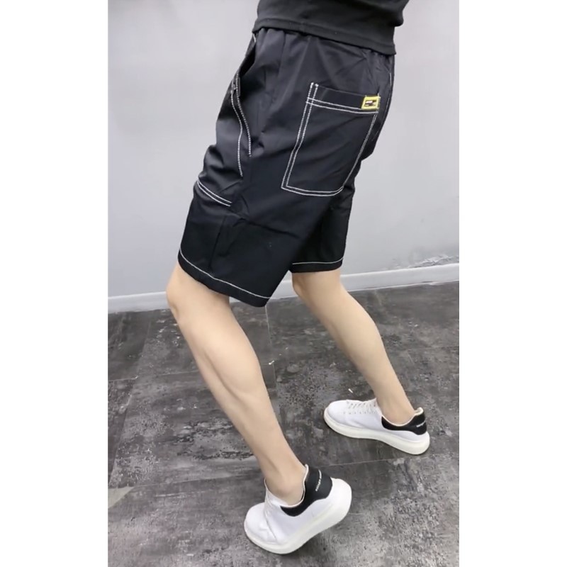 Summer thin quick drying for men, simple and versatile black shorts, Korean version trendy sports casual pants,_voghion.com