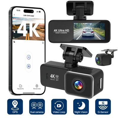 Cross-Border Car-Mounted Wifi Dash Cam 4K High-Definition Night Vision Wide-Angle Car Dvr Dual-Lens Gps Driving Trajectory
