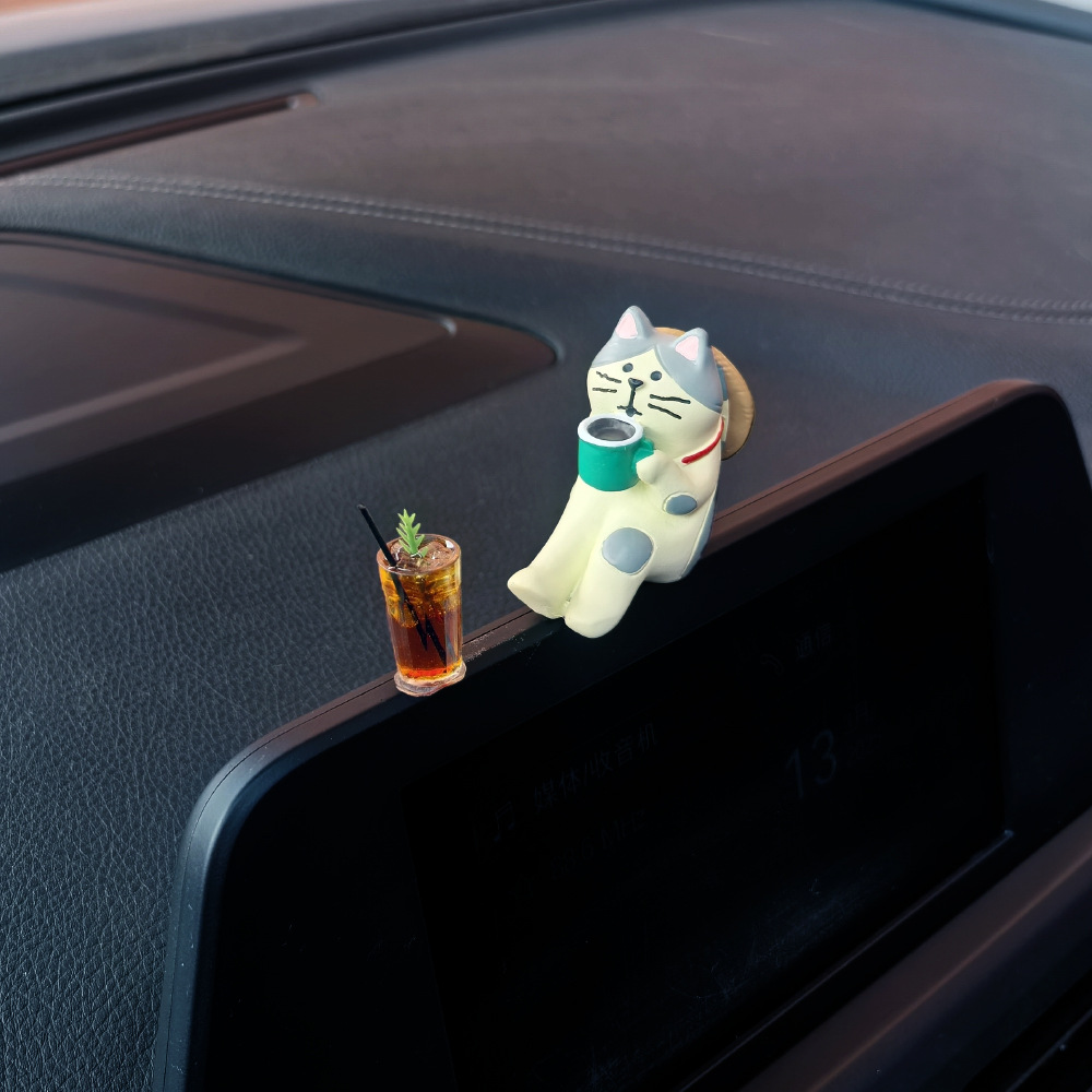 Adornos de coche de la serie de café americano, decoración de la pantalla de la consola central del coche, suministros de coche, mini adornos pequeños