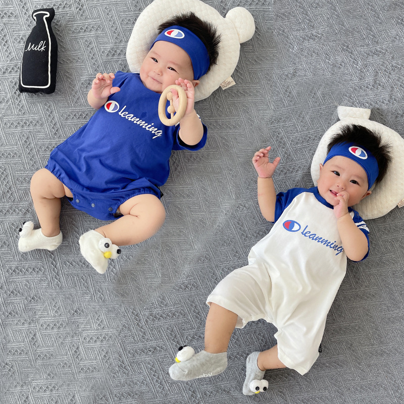 Short sleeved triangle Romper Summer wear motion Korean Edition baby one-piece garment Male baby Bodysuit summer Thin section