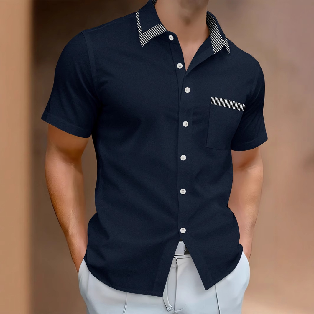 Men's Summer Casual Fashion Pocket Positioning Printed Slim Fit Polo Shirt