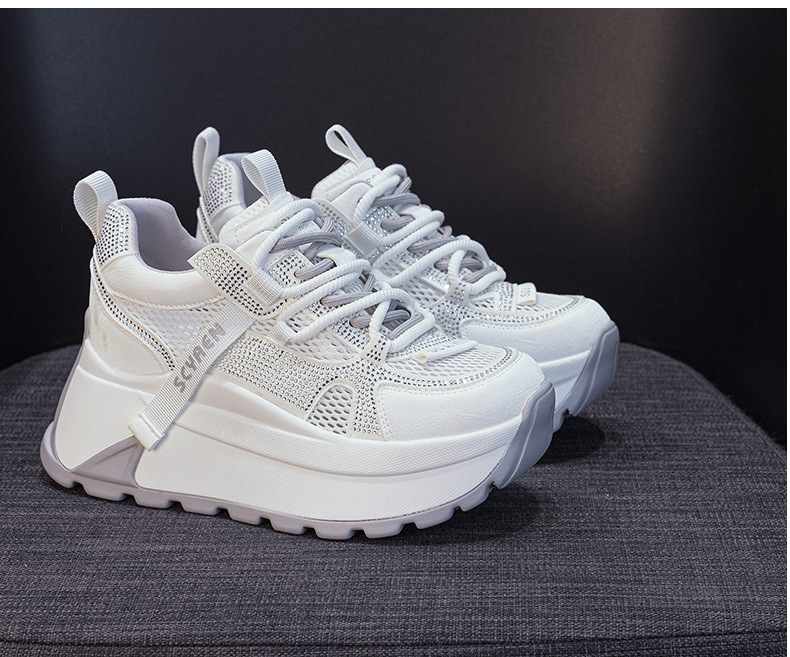 Giày sneaker nữ đế dày lưới thoáng khí phong cách retro — Xám 5066, Be 5066, Hồng đào 5066 chi tiết 15