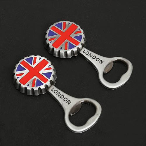 Zinc Alloy Antique Tin Oil-Dripping Bottle Opener & UK London Fridge Magnet—Dual-Use, Cross-Border Supply