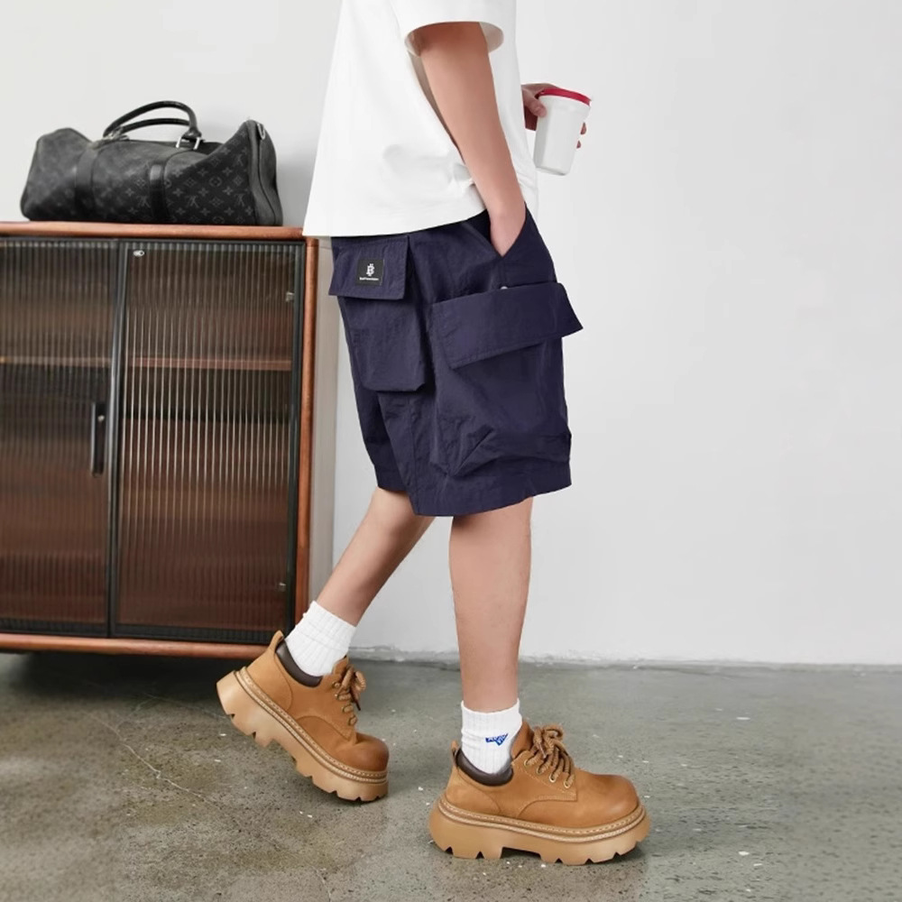 American Retro Trendy Brand Multi-Pocket Cargo Casual Shorts for Men, Summer New High-End Loose Versatile Knee-Length Shorts