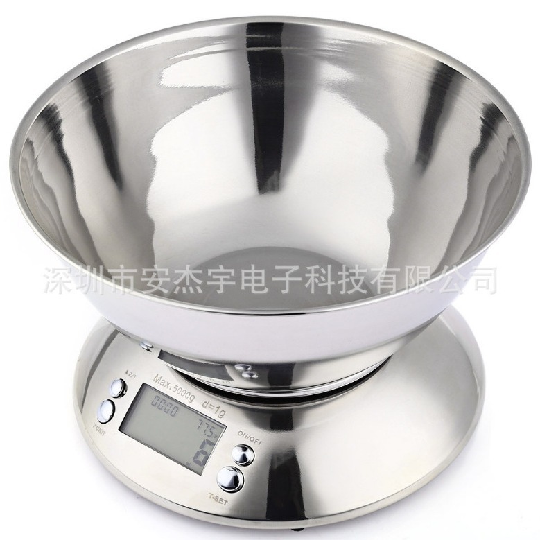 不锈钢食品秤5kg带碗家用小型电子称电子秤烘焙称电子秤电线