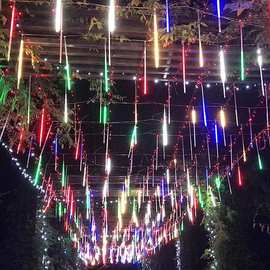 LED流星雨彩灯 户外防雨挂树贴片冰条管灯圣诞装饰贴片流星灯批发