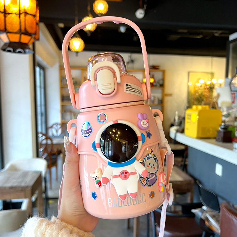 Astronaut 316 stainless steel vacuum cup large capacity high-looking student straw cup food grade children's big belly Cup