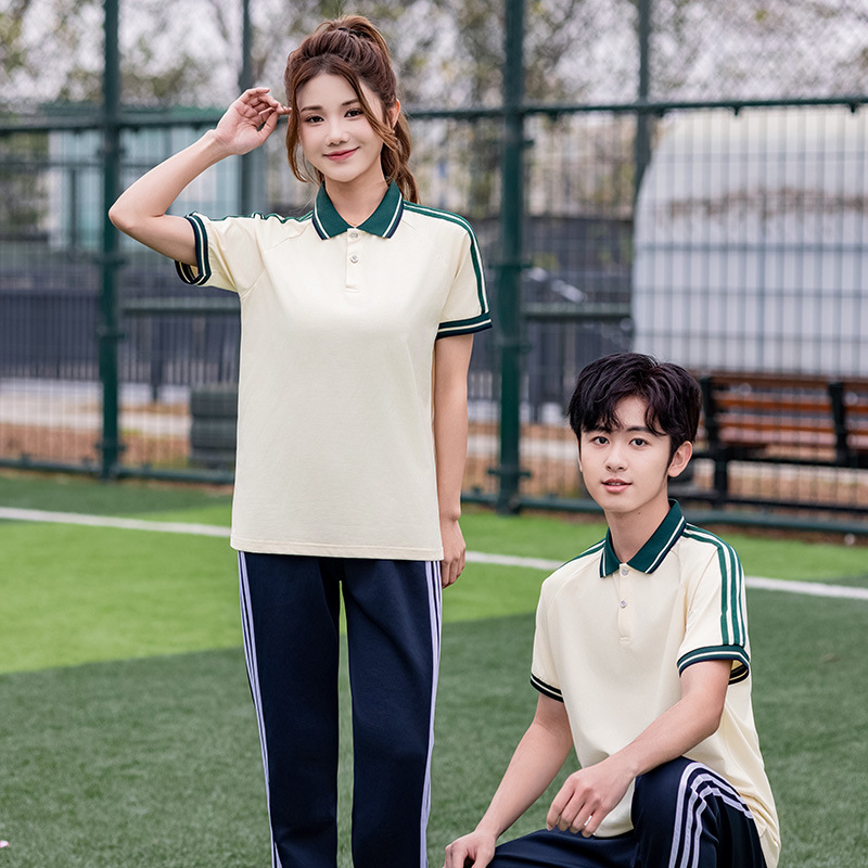 New Middle School Student Uniform Class Uniform Sportswear Summer Men's and Women's Short-sleeved Suit Junior High School and High School Student Uniform Group