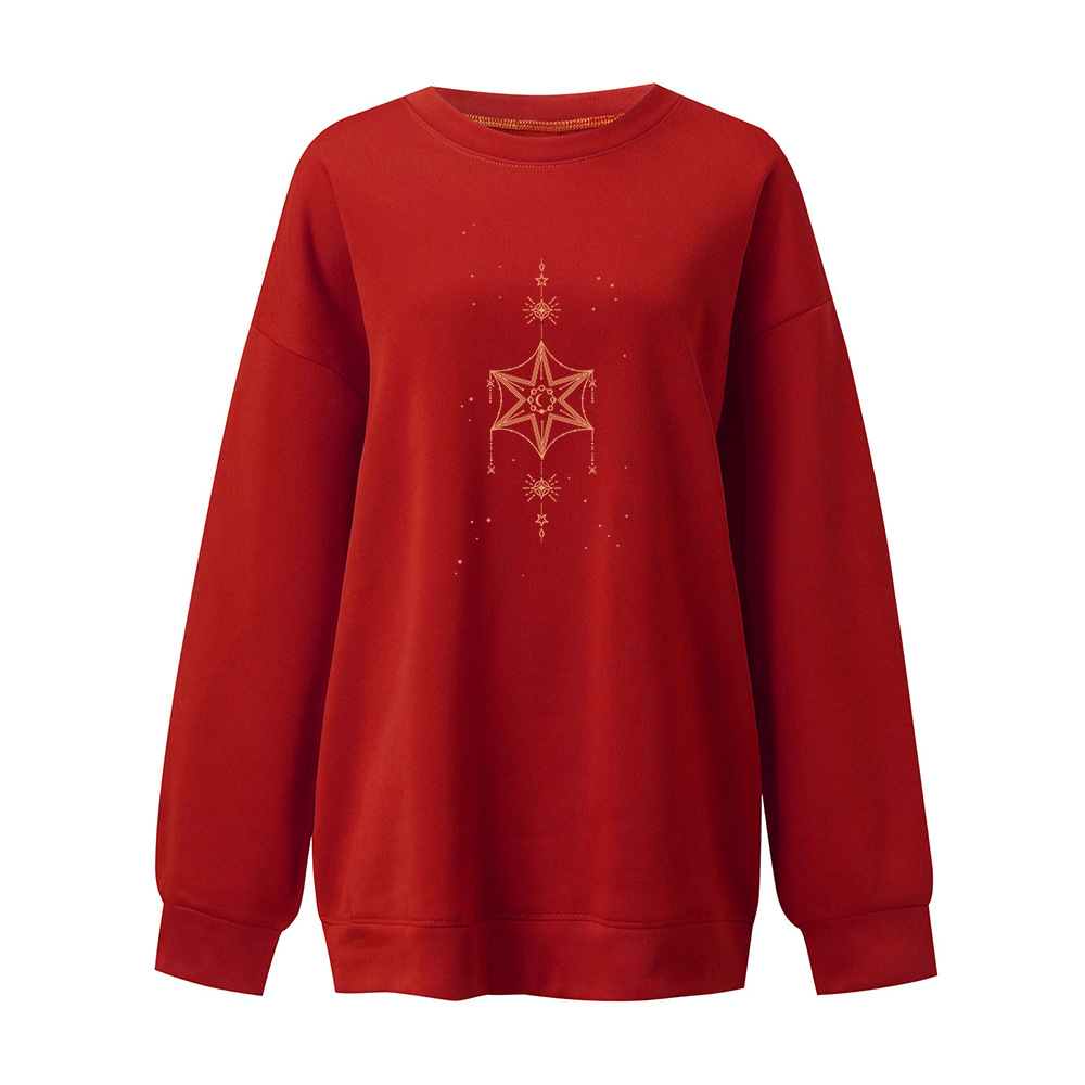 Pullover mit Stern-Anhänger, schulterfrei, Rundhalsausschnitt, Fleece, lässig, warm_voghion.com