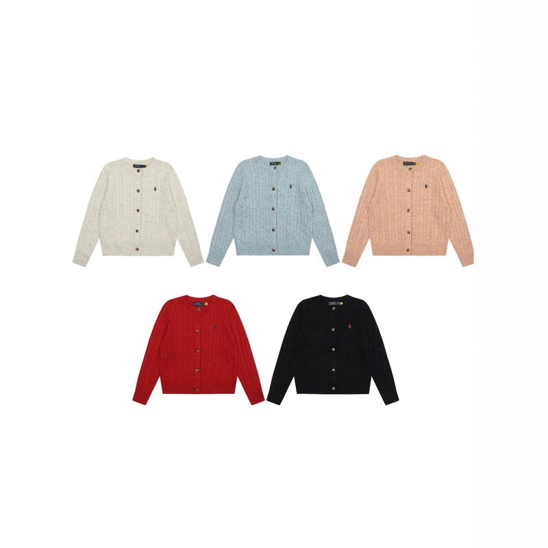 Cross-border foreign trade RL Ralph Lauren embroidered logo five-button basic cable knit classic round-neck long-sleeve cardigan Cross-border foreign trade RL Ralph Lauren embroidered logo five-button basic cable knit classic round-neck long-sleeve cardigan