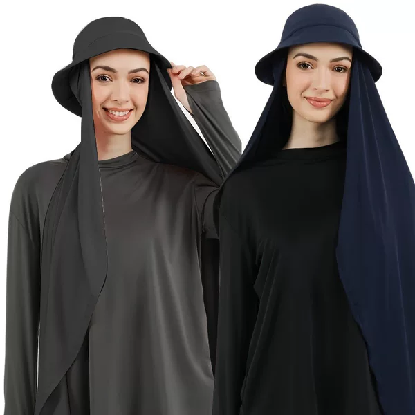 New fashion monochrome suit headscarf solid color chiffon plus fisherman hat scarf hat conjoined combination summer sunshade