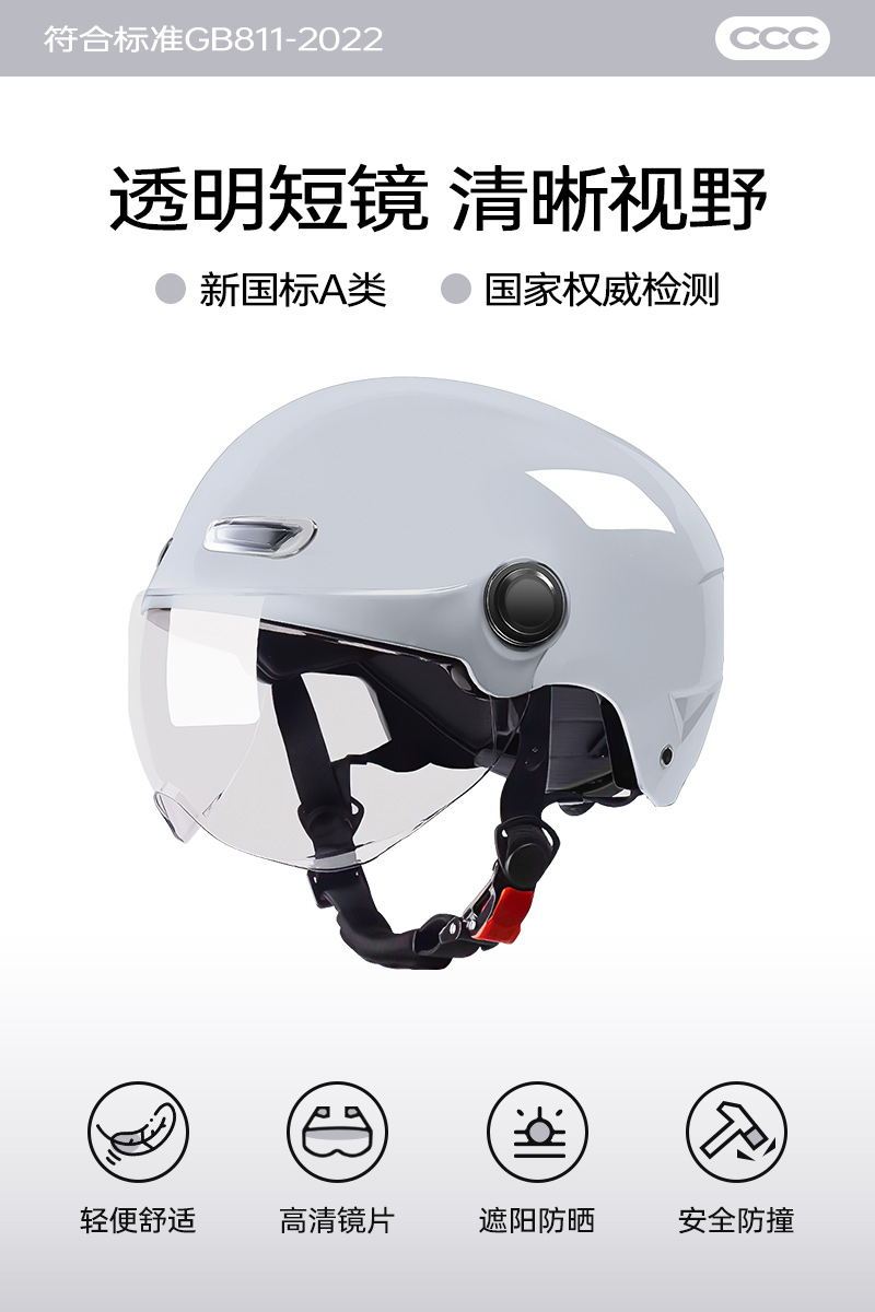 Vehicle Motorcycle — Universal Auto Parts and Accessories - dusk-cloud-gray-transparent-short-visor-large-size-head-circumference-60-64cm