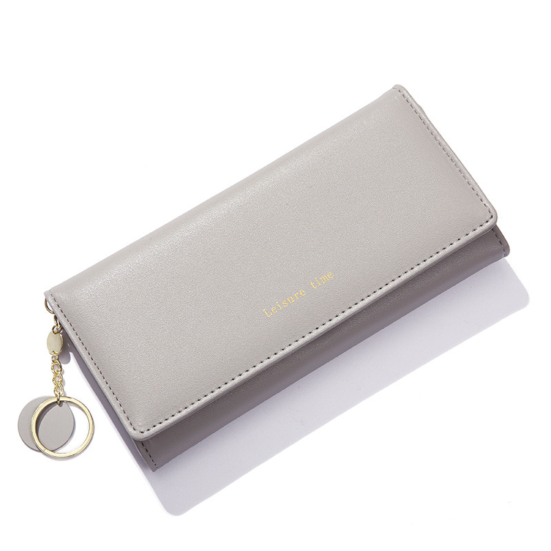 Cartera de mujer larga bolsa de tarjetas de color sólido gran capacidad de mujer alta sensación de cremallera transfronteriza billetera de moda mujer image 7
