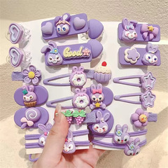 Children's candy-colored sweet cartoon hair clip for little girls, cute baby hair accessory for girls, featuring flowers, strawberries, and bear edges.