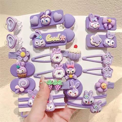 Children's candy-colored sweet cartoon hair clip for little girls, cute baby hair accessory for girls, featuring flowers, strawberries, and bear edges.