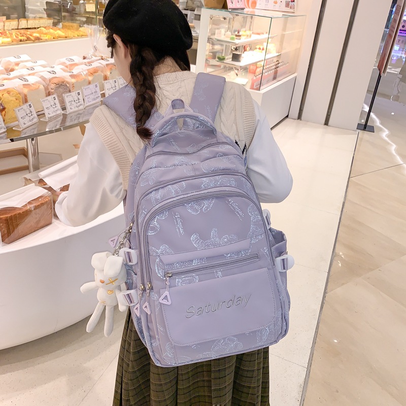 ins高顏值雙肩背包新款女士包高初中大學生大容量簡約休閒雙肩包