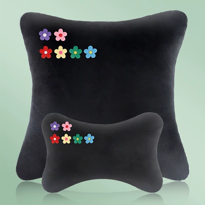Support Pillows, Four-Piece Set, Car Headrest - headrest-pillow-six-color-flower