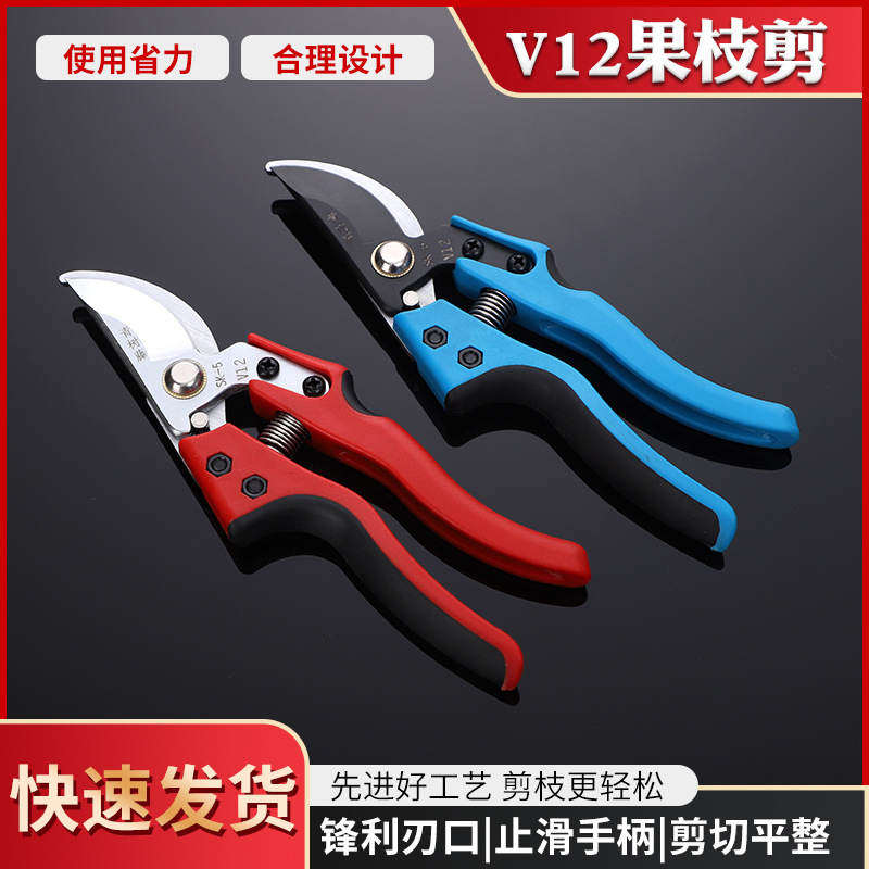 货源供应V12园艺稀果剪刀采摘葡萄剪子采摘剪稀果剪果枝剪工具