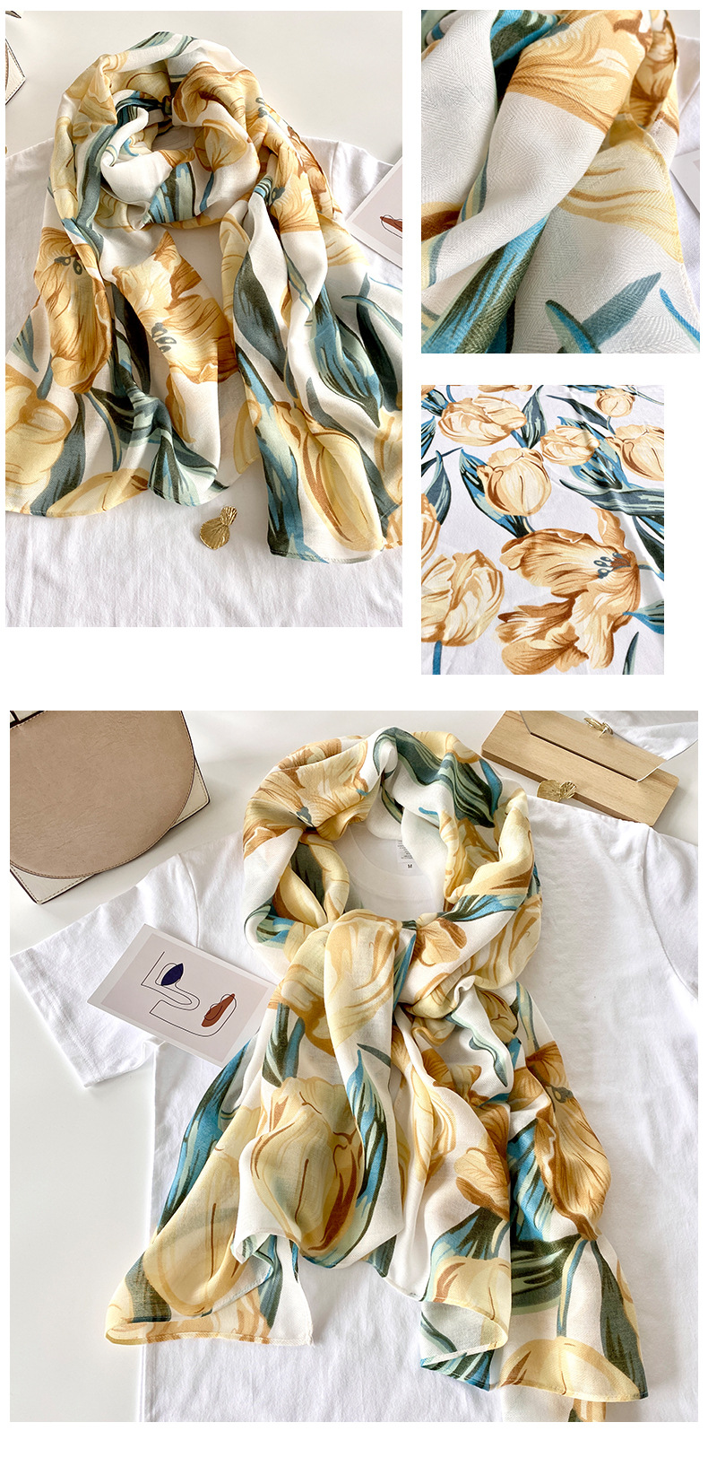 150g Weight Silk Scarf Classification Beach Occasion Polyester Material Printing Pattern Summer, Spring Season Women's Gender Elegant, Vacation Style Women's Elegant Vacation Printing Polyester Silk Scarf 2