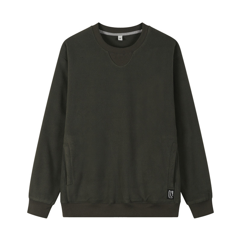 Japanese-Inspired Fleece Pullover - 300GSM Drop Shoulder Oversized Sweatshirt With Side Pockets For Men_voghion.com
