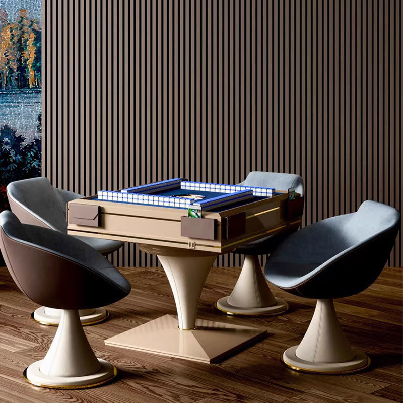 Mesa de mahjong automática de lujo ligero de estilo italiano, sala de ocio y entretenimiento para el hogar, mesa de ajedrez y cartas de villa de alta gama, máquina de mahjong