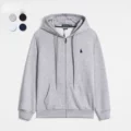 Zip-up Hoodie Grey Navy Logo