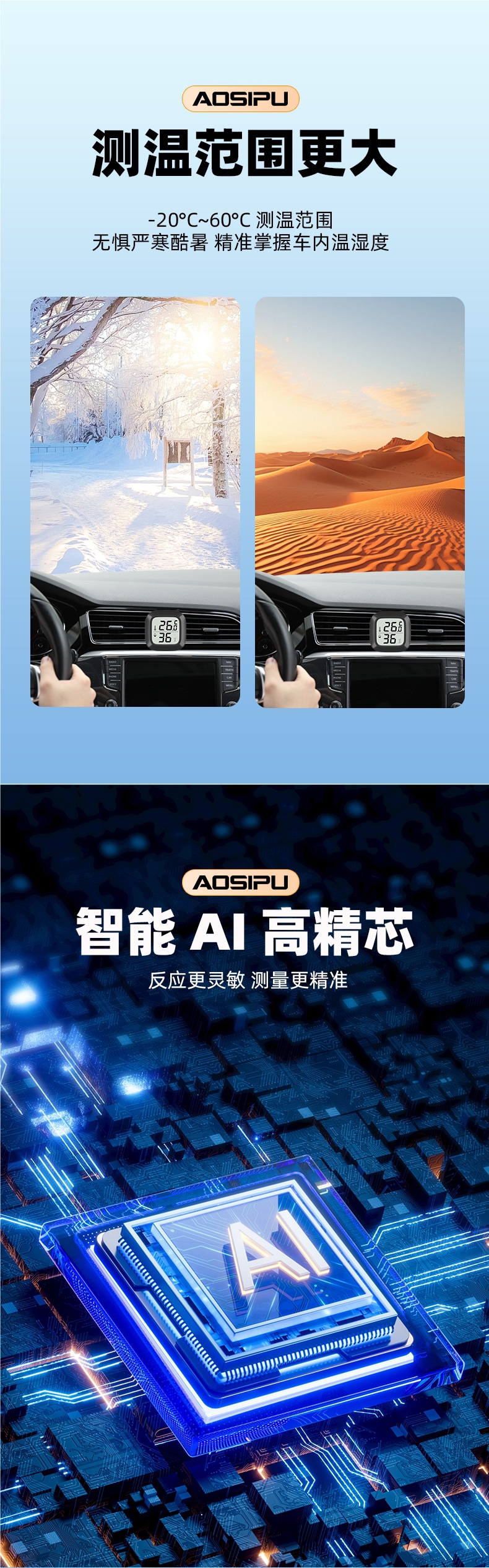 Car Thermometer Temperature Display, Special Car Hygrometer for the Car, High-Precision Car Thermometer and Hygrometer Mini