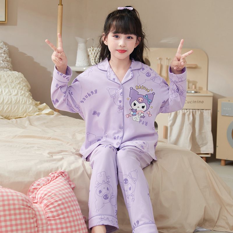 Pijamas de niñas 2025 nueva primavera y otoño algodón de manga larga delgada para niños ropa de casa para niños pequeños set