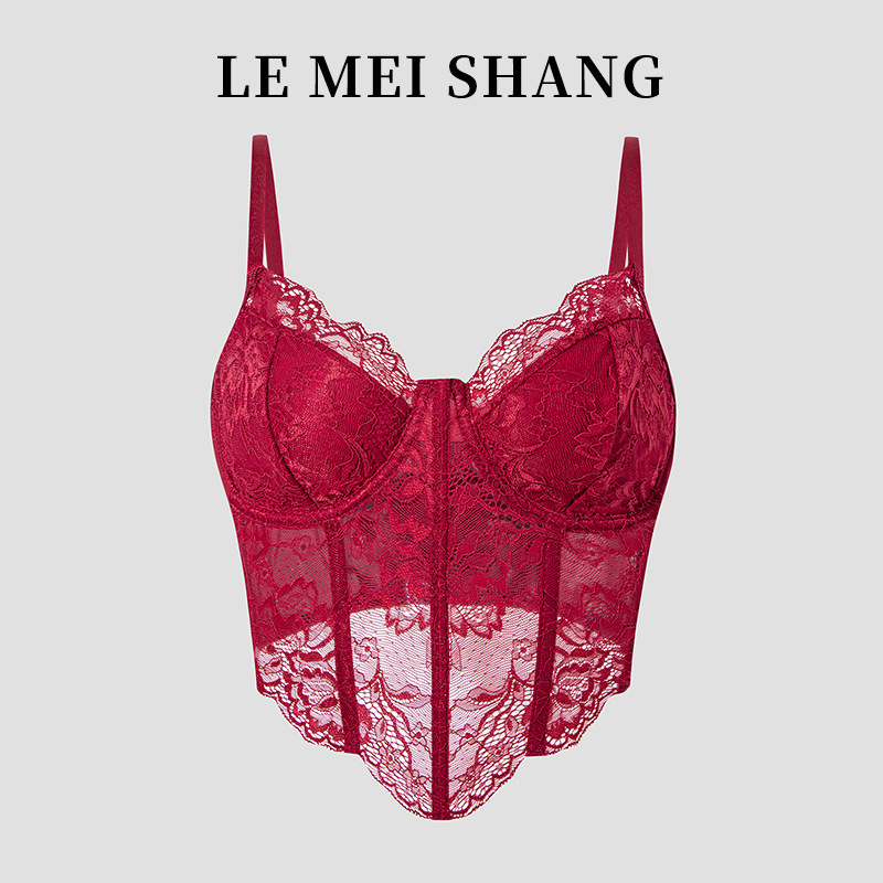 Europe and the United States cross-border foreign trade sexy lace steel ring diamond fishbone navel perspective hot girl decoration body small vest women