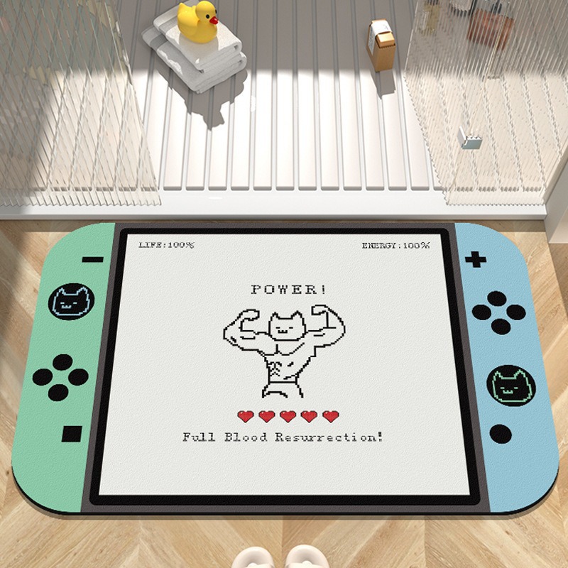 Cross-border Game Machine Technology Cloth Floor Mat Bathroom Toilet Water Absorbent Quick-drying Foot Mat Shower Door Decoration Foot Mat