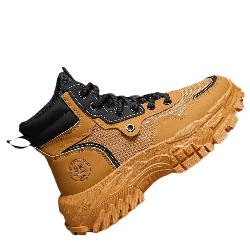 Botas Martin para hombres primavera transpirable de alto impacto británico botas de herramienta retro al aire libre montañismo deserto botas de combate ruibarbo