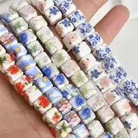 Синие и белые фарфоровые квадратные керамические бусы DIY ручной работы красная веревка плетеная цепочка для мобильного телефона браслет ожерелье DIY аксессуары