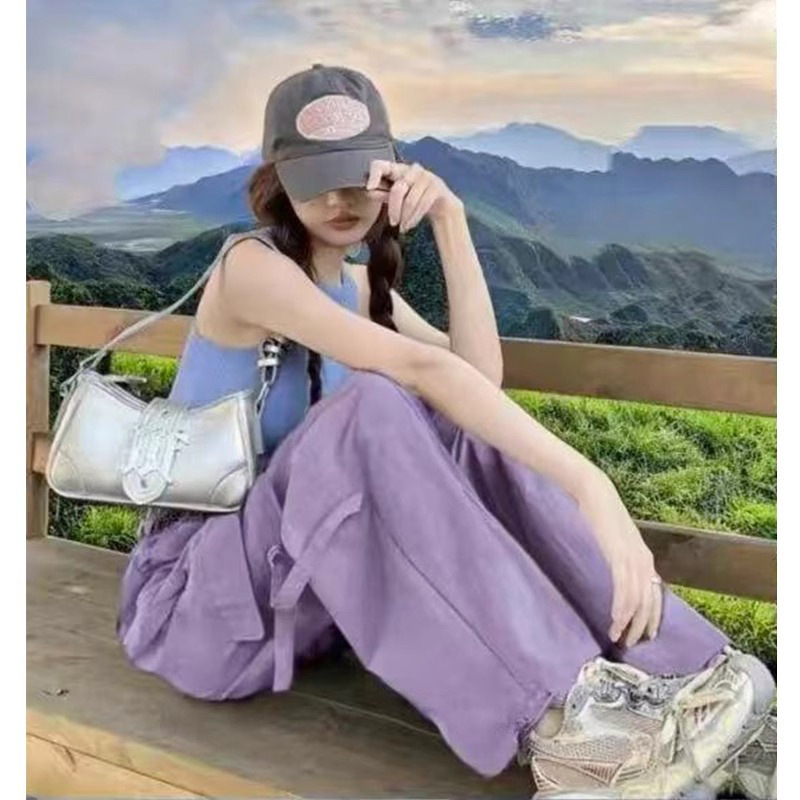 Purple Quick-drying Overalls Women's Summer Thin 2025 New Loose Foot-toe Mountaineering Sports Pants Charge Wide-leg Pants